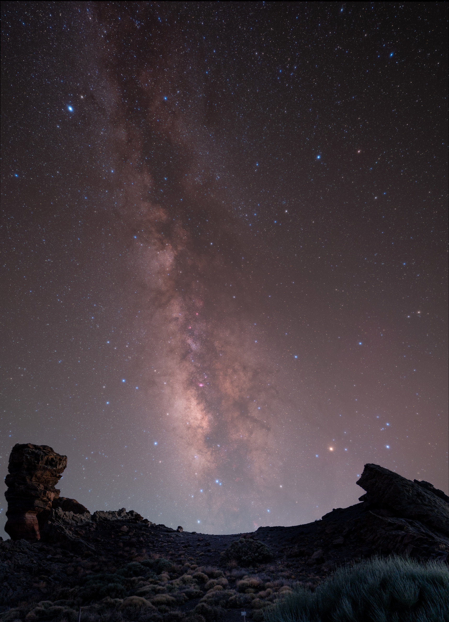 Milky Way above the volcanic rock formations of Roque de García in Tenerife